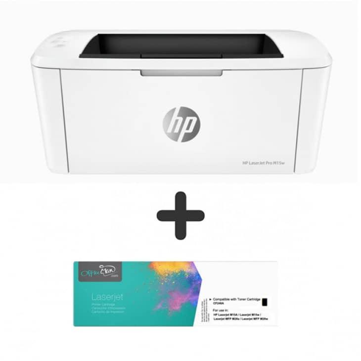 (SET) HP LaserJet Pro M15W Mono WIFI Printer + Remanufactured Toner