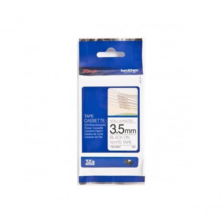 TZe  Non-Laminated Tape (Black on White) - 3.5mm