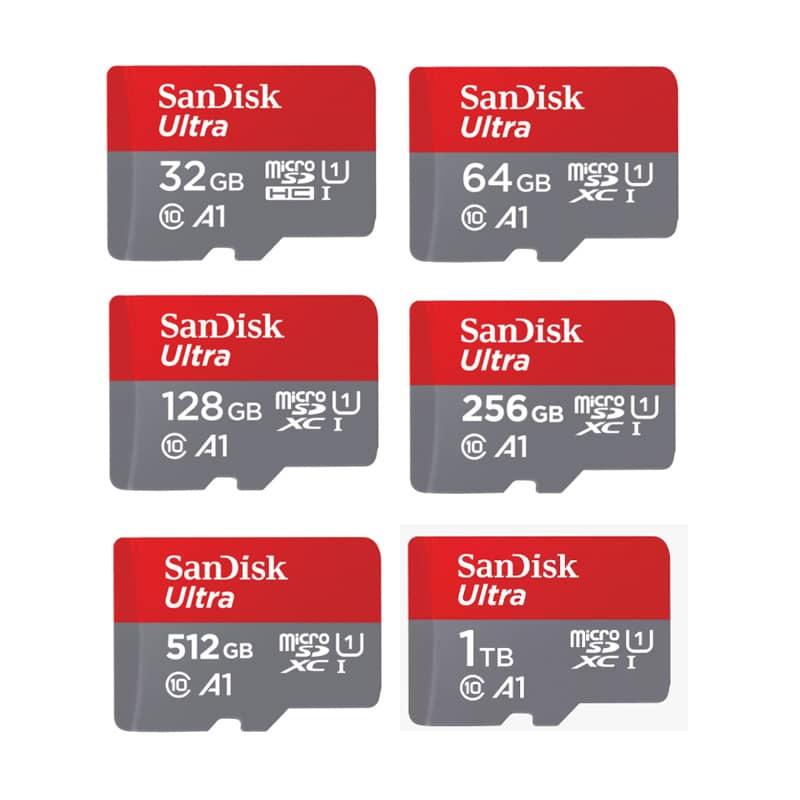 SANDISK Ultra A1 MicroSDXC UHS-I Memory Card (CL10 120MB) (32GB/64GB/128GB/256GB/512GB/1TB)